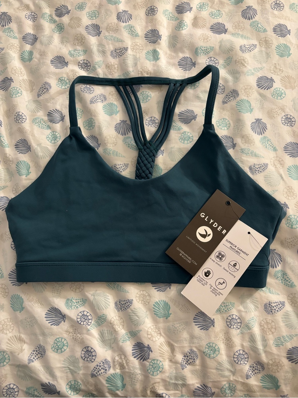Glyder Teal Bra Top with Braided Racerback - Teal NWT